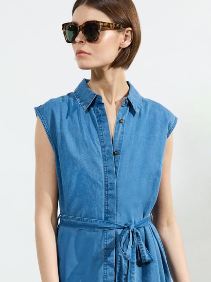 French Connection Zaves Denim Midi Dress - view 2, Denim Blue