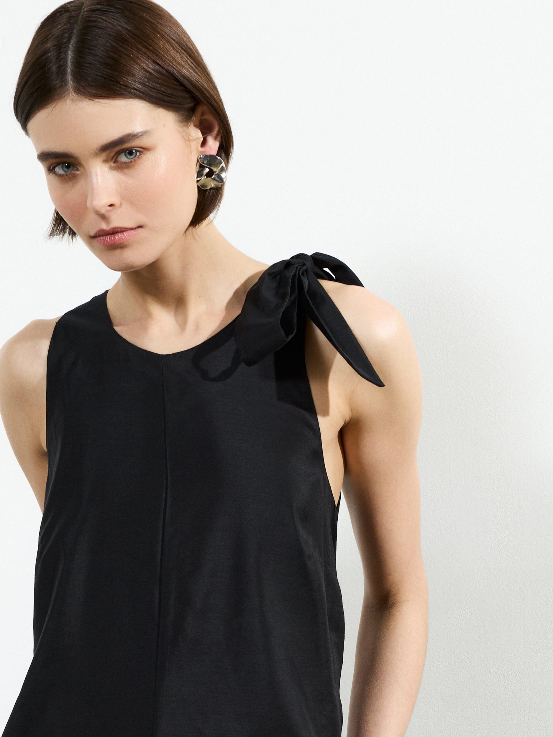 Product image 2 of 5, which shows French Connection Holland Shoulder Tie Jumpsuit, Black, XS