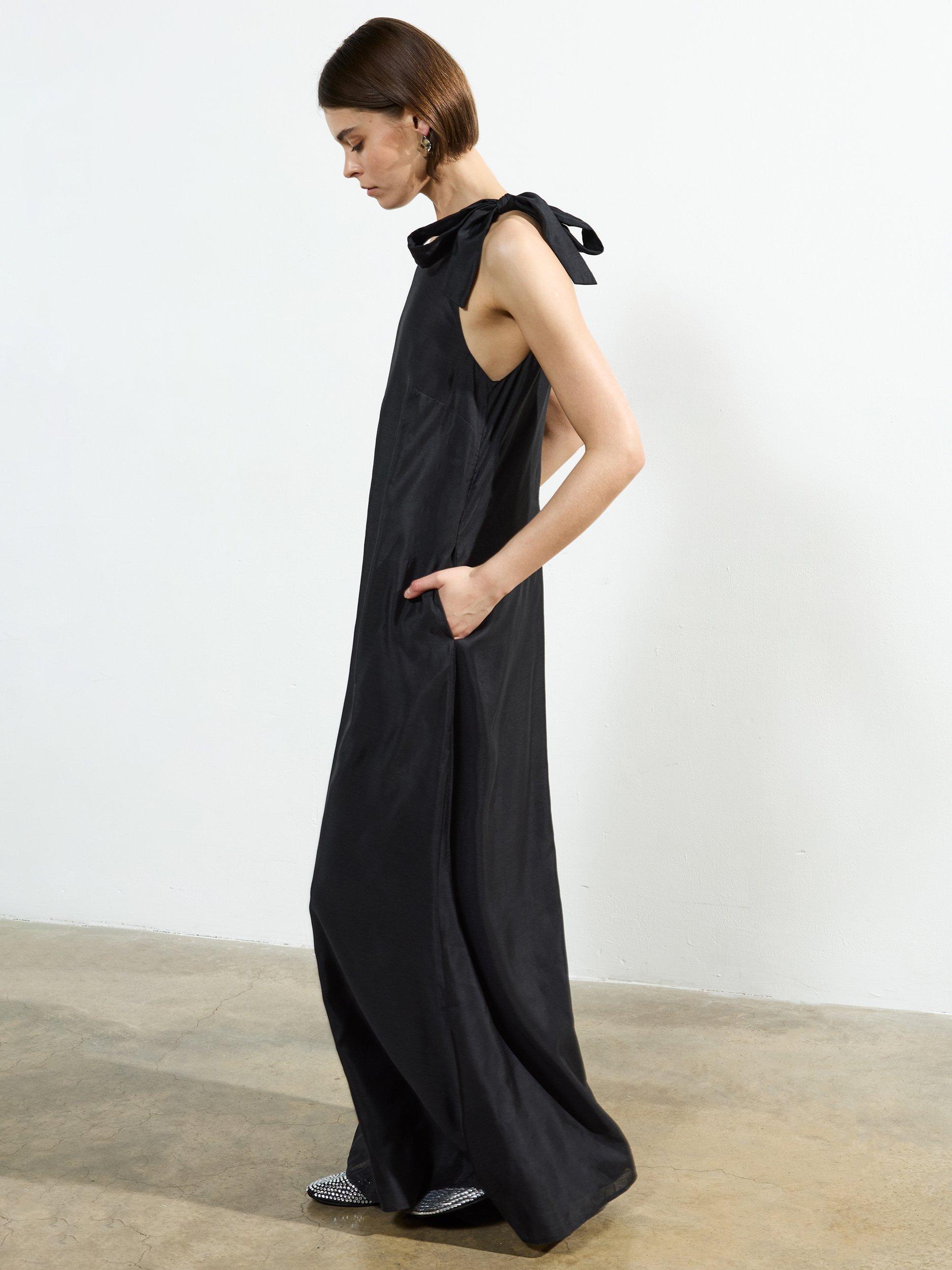 Product image 3 of 5, which shows French Connection Holland Shoulder Tie Jumpsuit, Black, XS