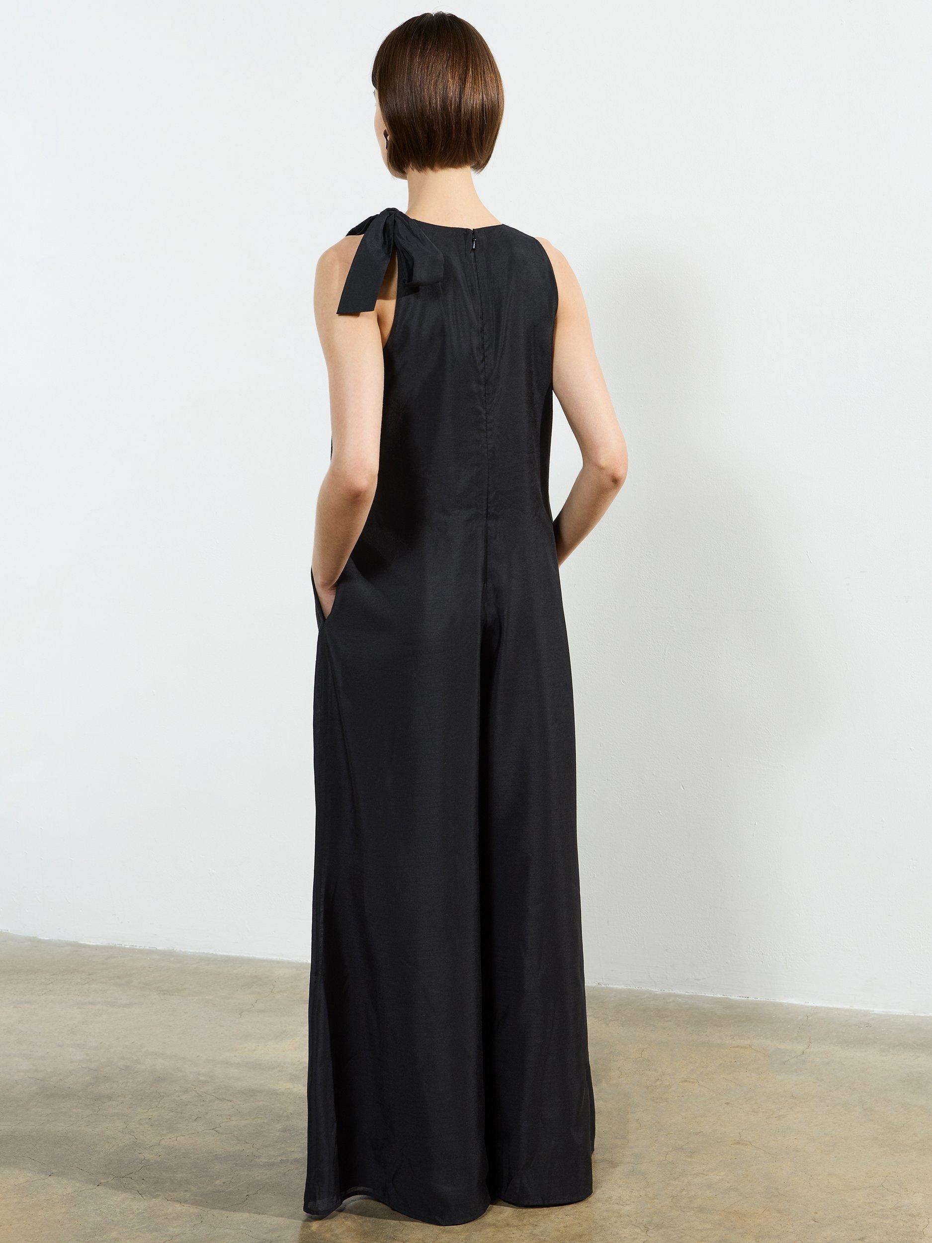 Product image 4 of 5, which shows French Connection Holland Shoulder Tie Jumpsuit, Black, XS