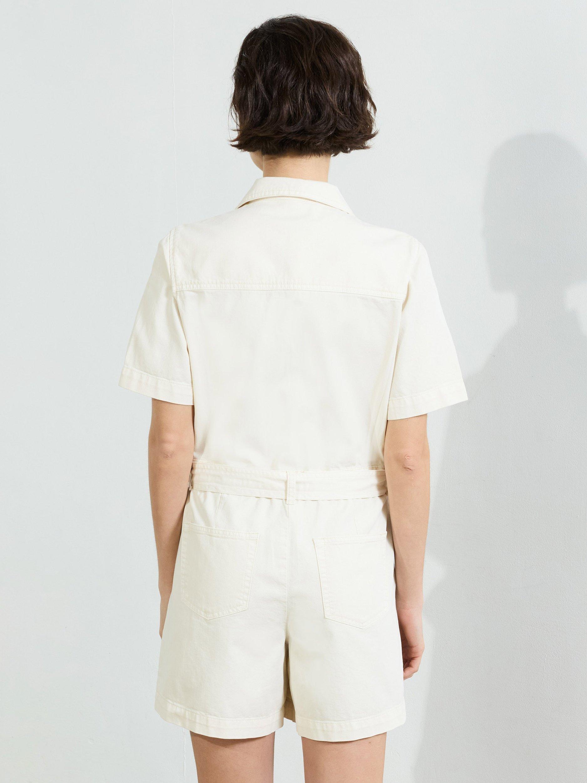 Product image 4 of 5, which shows French Connection Dana Denim Playsuit, Ecru, 8