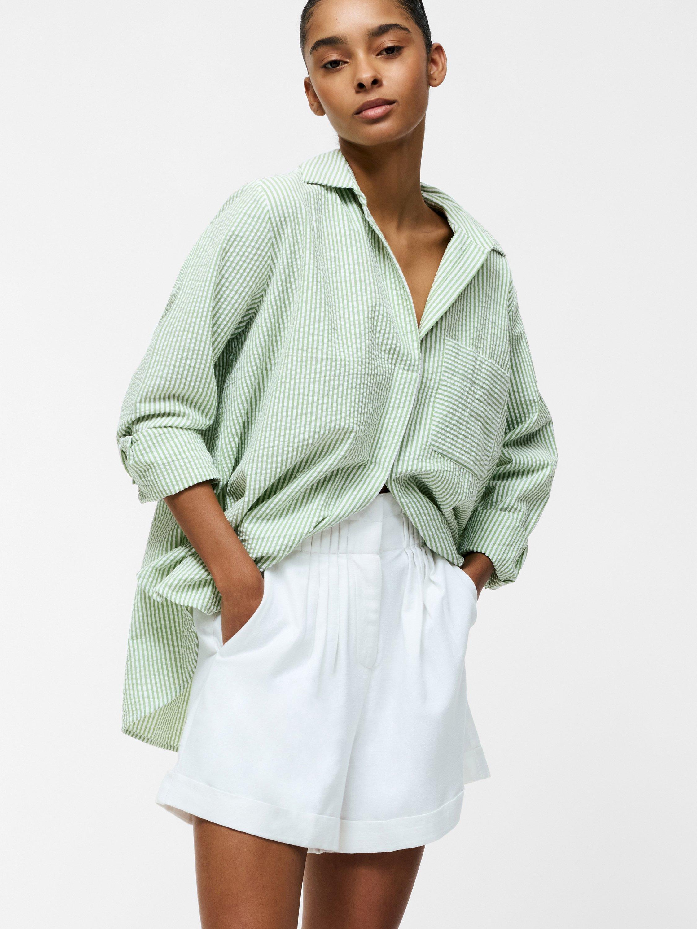 Product image 3 of 5, which shows French Connection Ariette High Waist Shorts, White, 6
