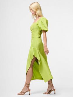 French Connection Islay Linen Blend Midi Skirt, Cactus Green - view 2, Cactus Green