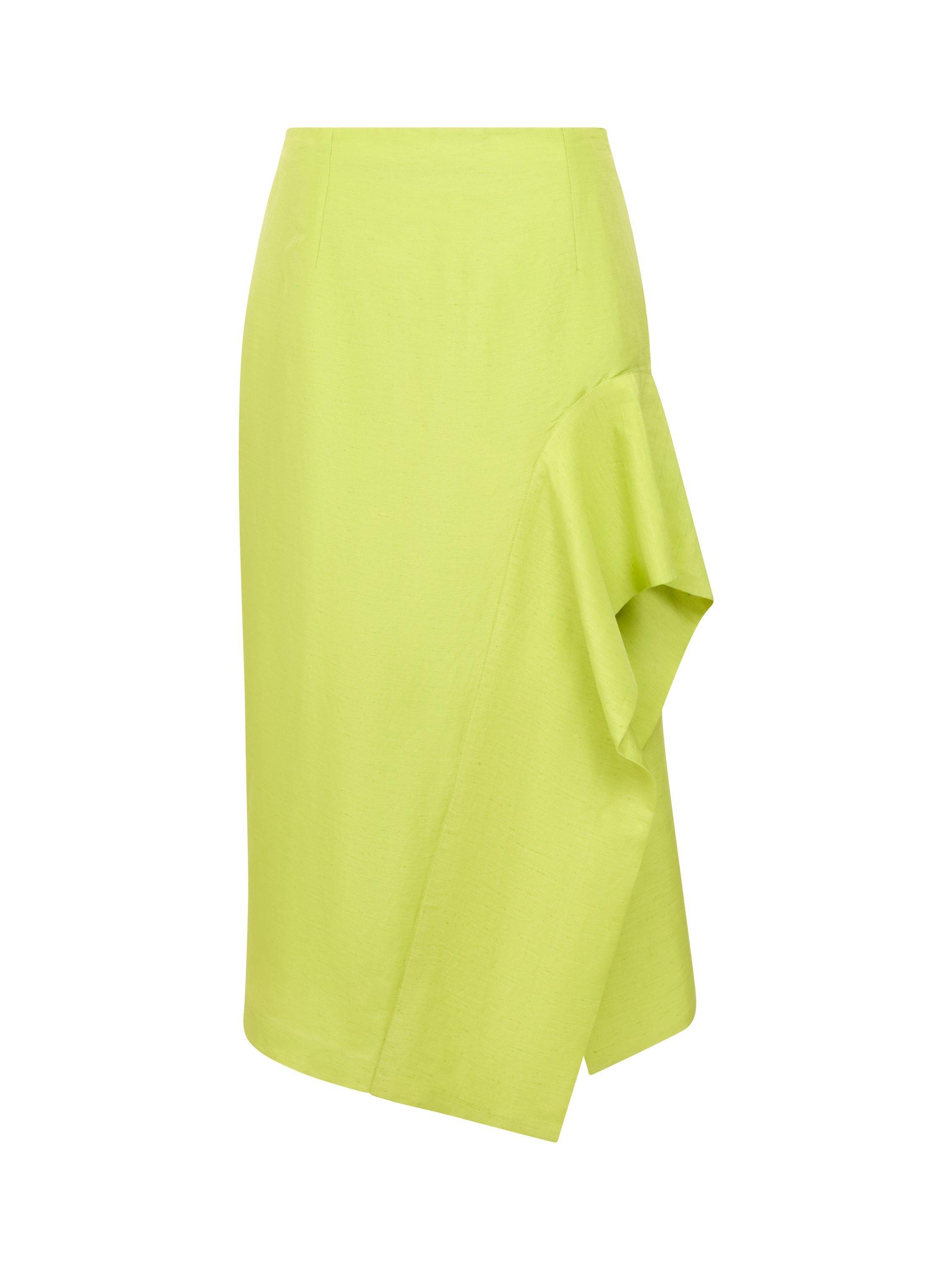 Product image 5 of 5, which shows French Connection Islay Linen Blend Midi Skirt, Cactus Green, 6