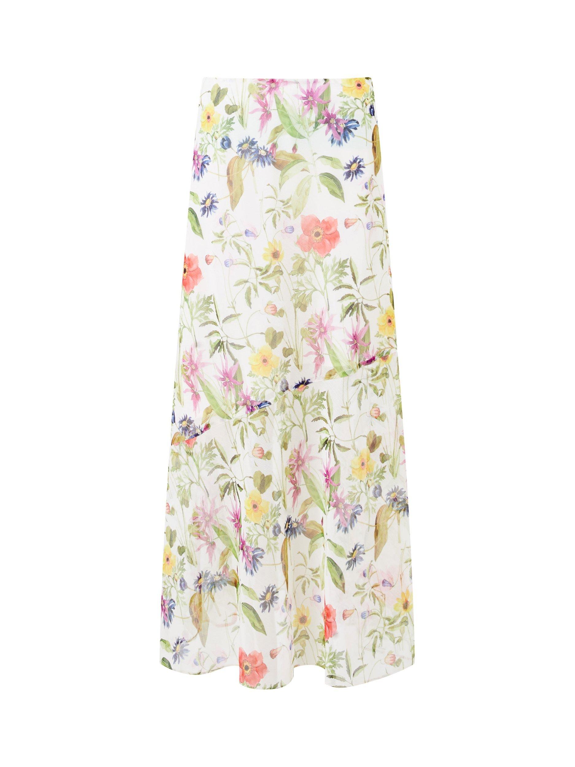 Product image 5 of 5, which shows French Connection Monica Hallie Floral Skirt, White/Multi, 14