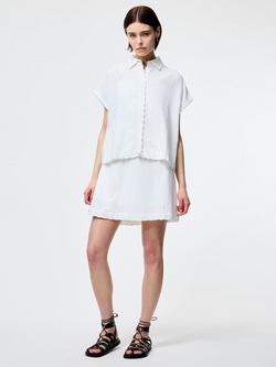 French Connection Ariette Scallop Trim Shirt, White, White