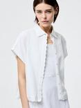French Connection Ariette Scallop Trim Shirt, White