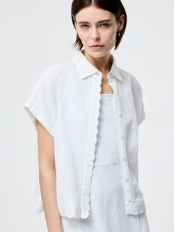 French Connection Ariette Scallop Trim Shirt, White - view 2, White