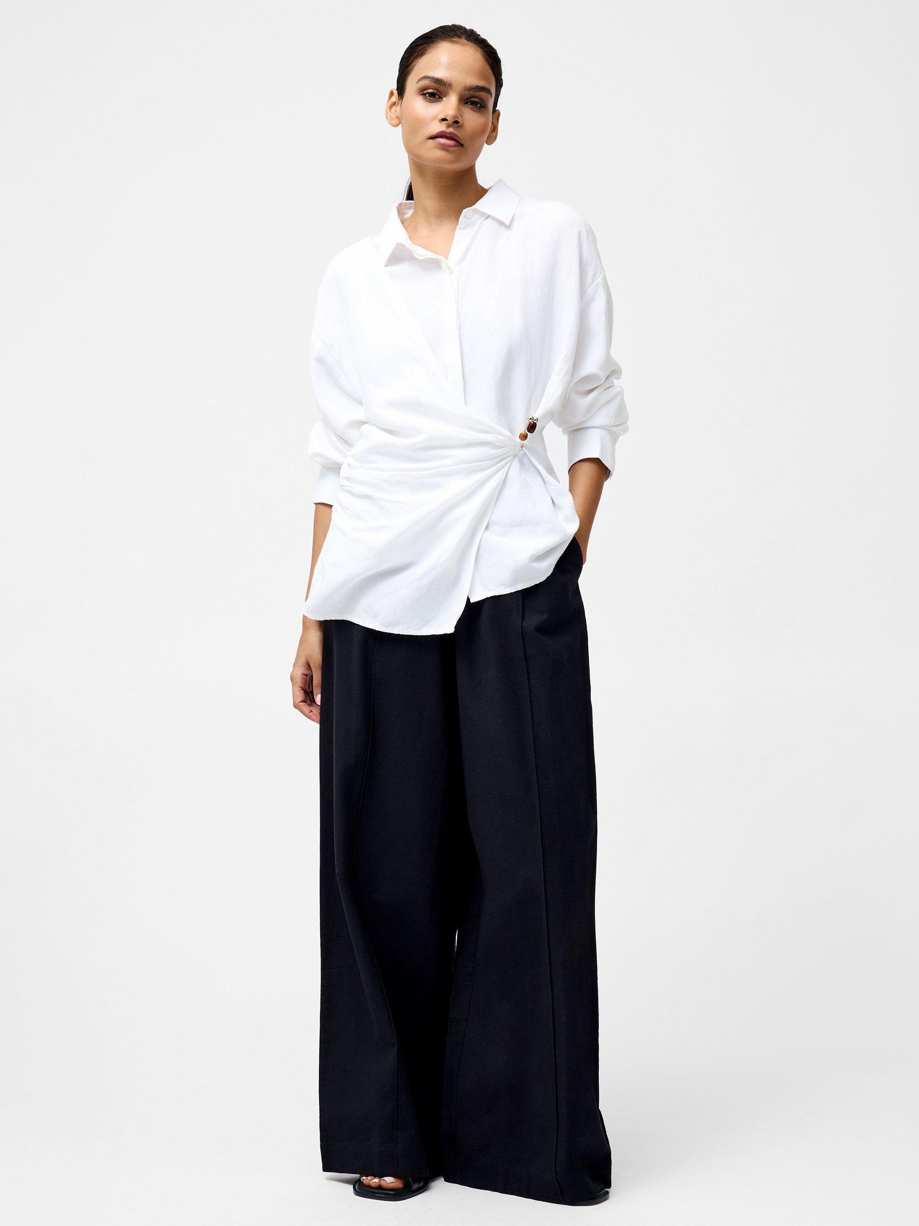 Product image 2 of 5, which shows French Connection Auri Clasp Linen Blend Shirt, Linen White, 6