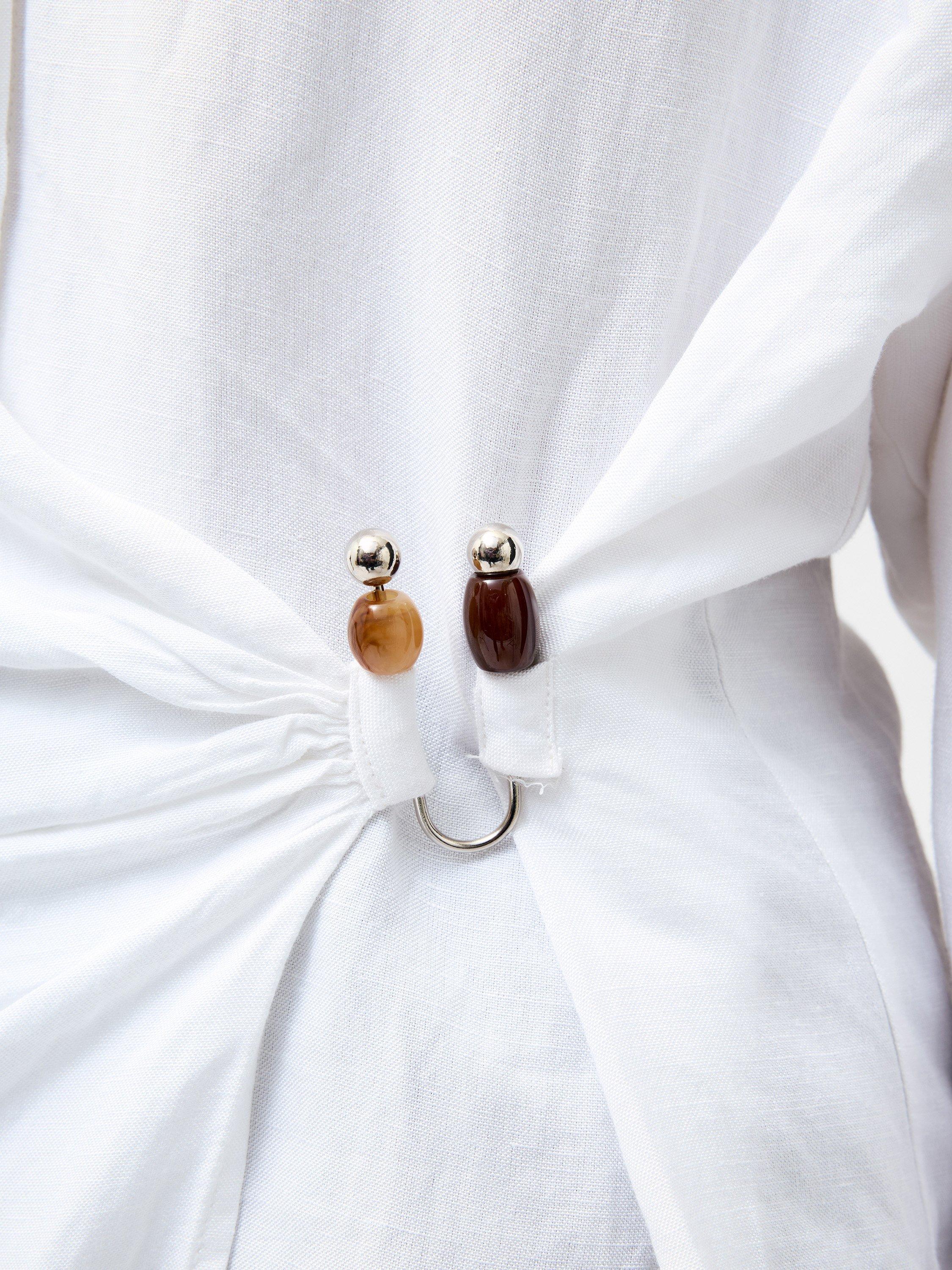 Product image 3 of 5, which shows French Connection Auri Clasp Linen Blend Shirt, Linen White, 6