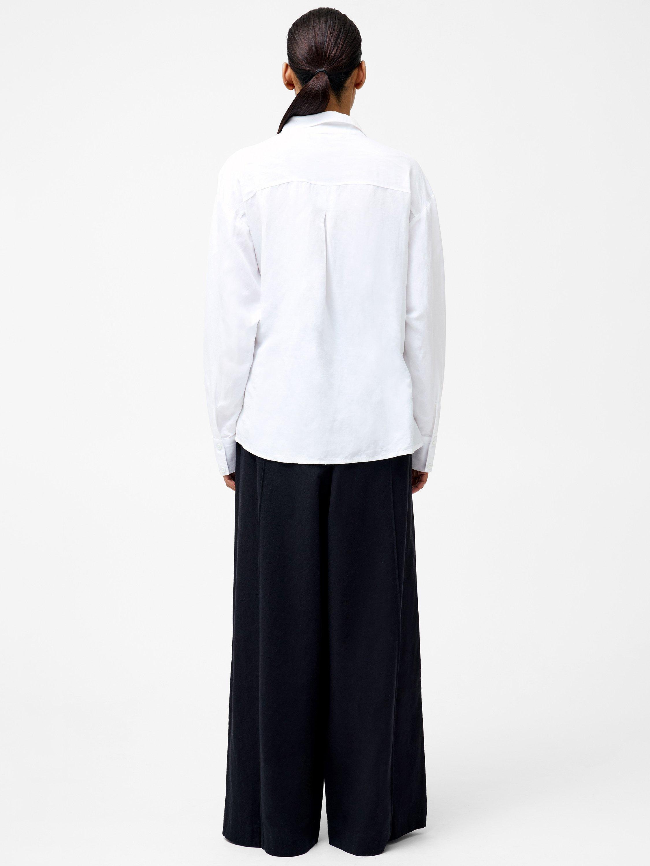 Product image 4 of 5, which shows French Connection Auri Clasp Linen Blend Shirt, Linen White, 6