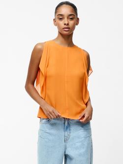 French Connection Eden Georgette Flutter Sleeve Top, Orange