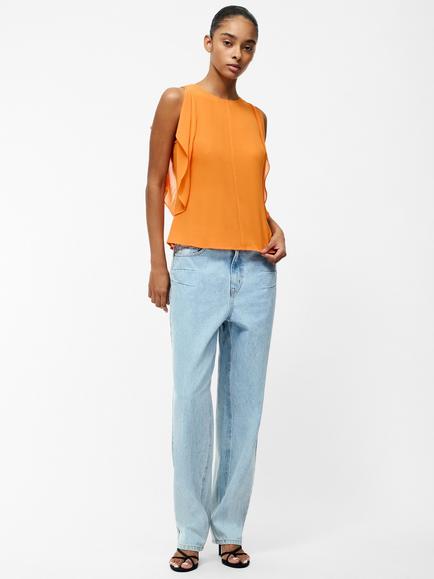 French Connection Eden Georgette Flutter Sleeve Top - view 2, Orange