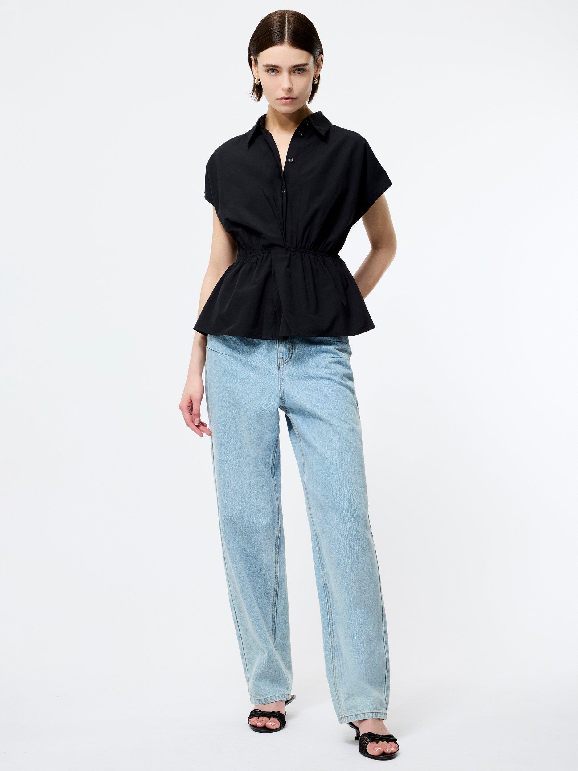 Product image 2 of 5, which shows French Connection Era Cotton Poplin Shirt, Black, 6