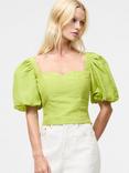 French Connection Islay Linen Blend Crop Top, Green