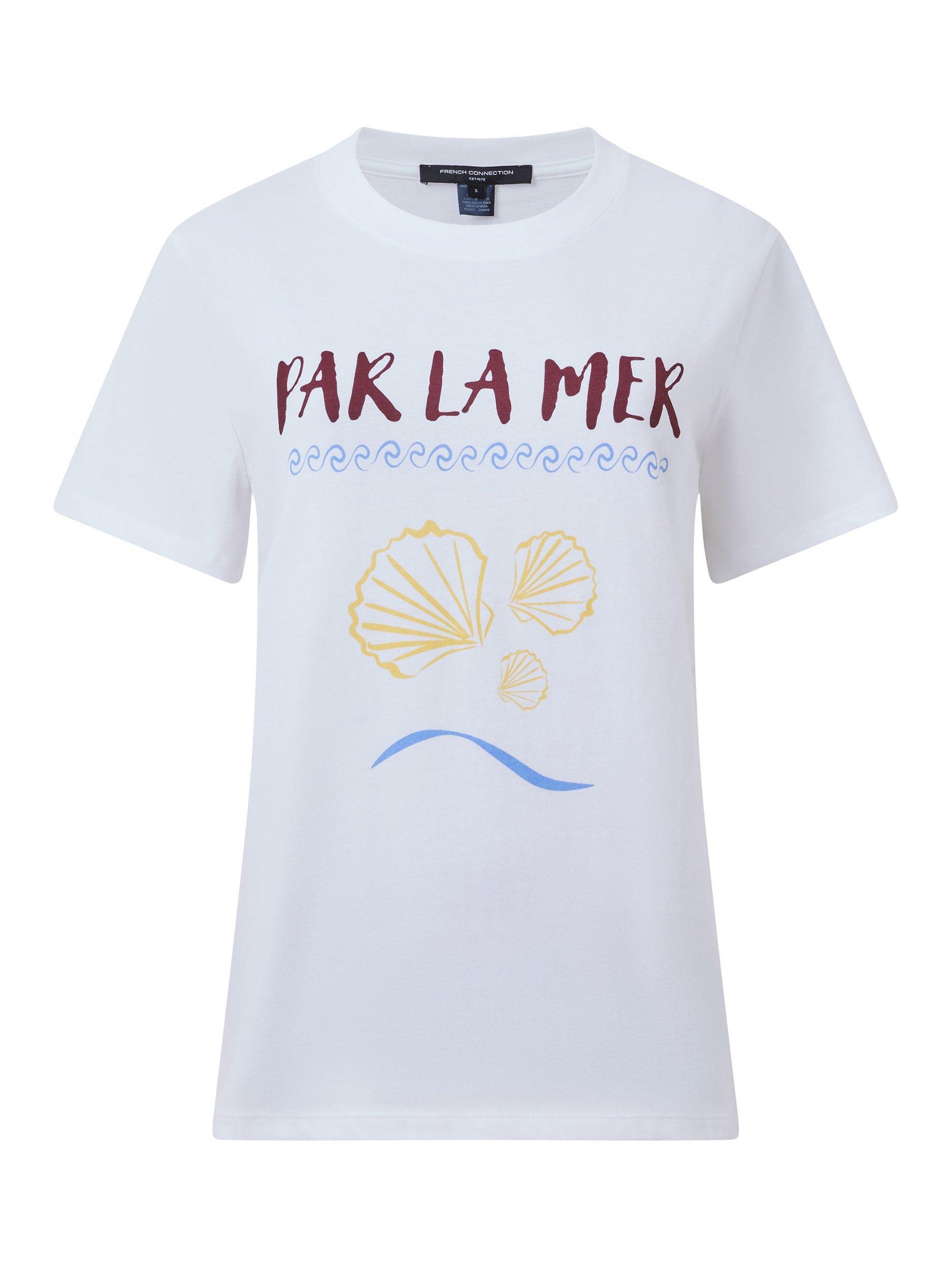 Product image 4 of 4, which shows French Conncection Par Le Mer Cotton T-Shirt, Linen White, XS