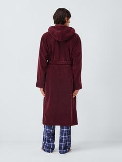 John Lewis Super Soft Fleece Hooded Dressing Gown - view 2, Burgundy