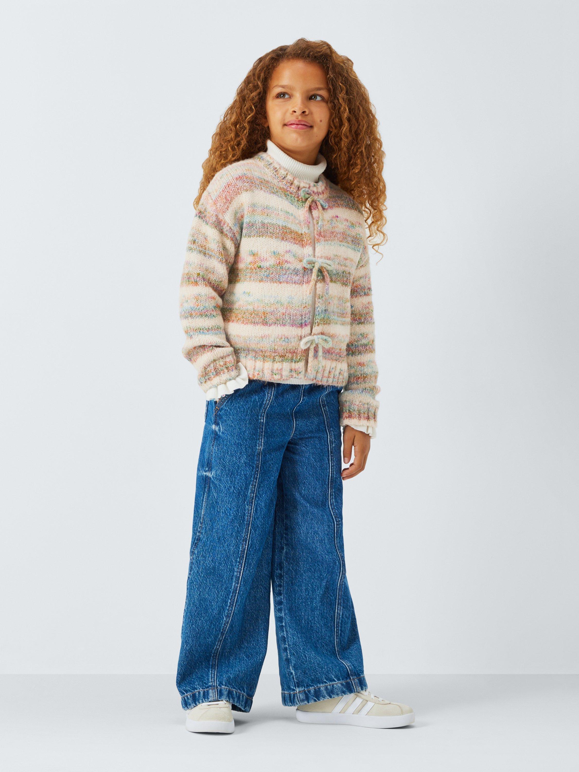 Product image 2 of 7, which shows John Lewis Kids' Rainbow Bow Cardigan, Multi, 7 years