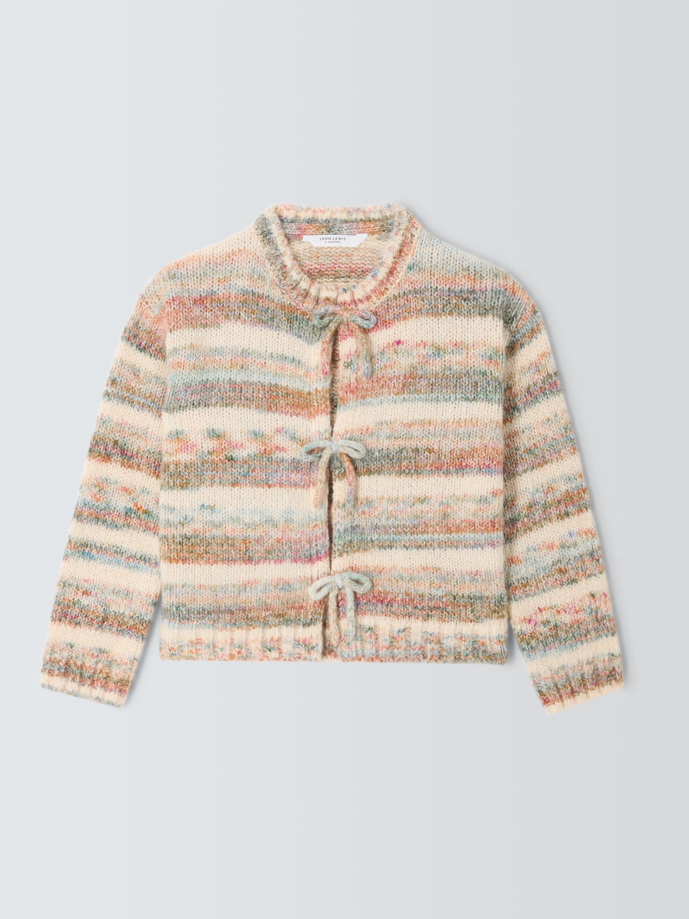 Product image 3 of 7, which shows John Lewis Kids' Rainbow Bow Cardigan, Multi, 7 years