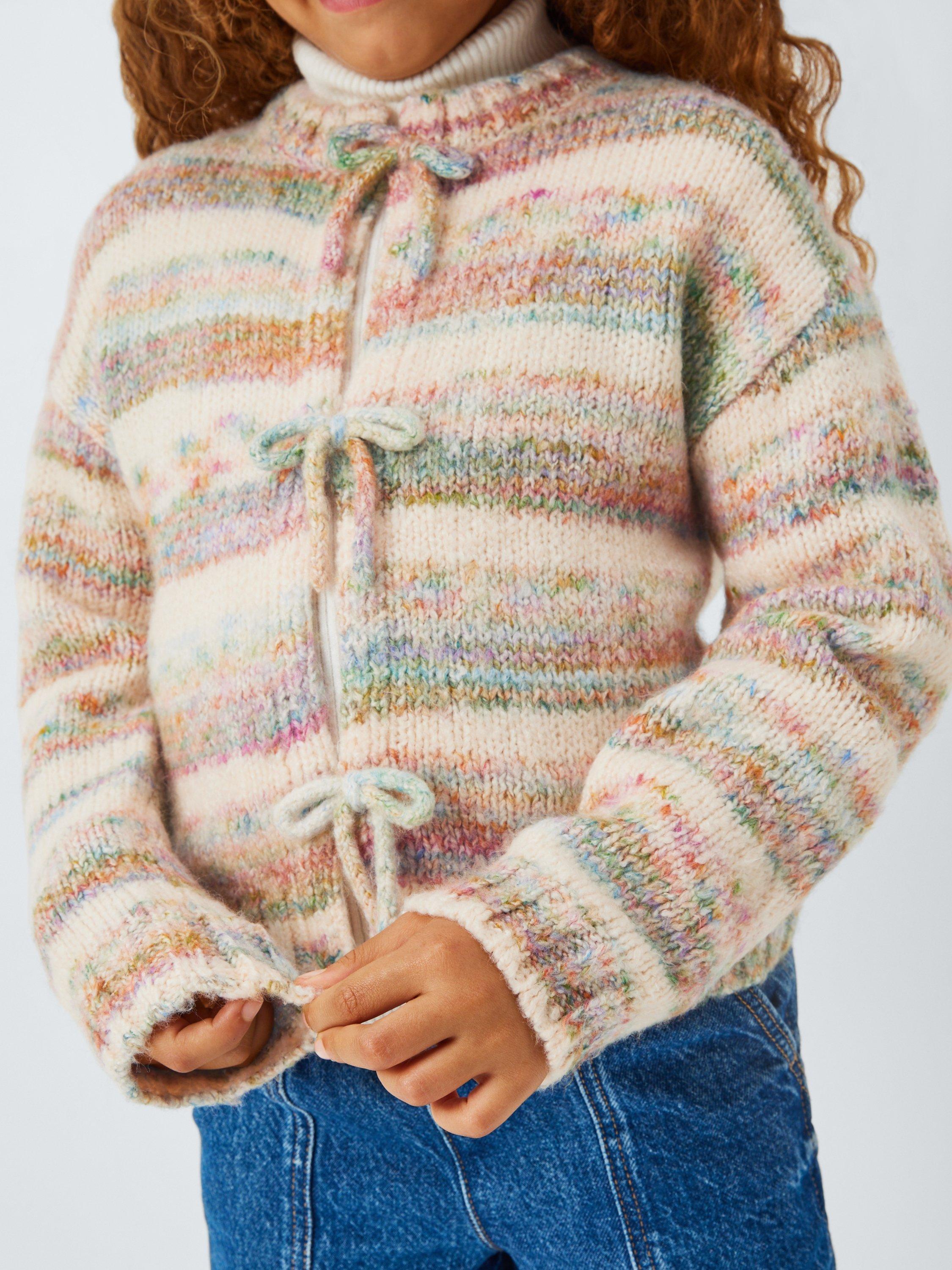Product image 5 of 7, which shows John Lewis Kids' Rainbow Bow Cardigan, Multi, 7 years