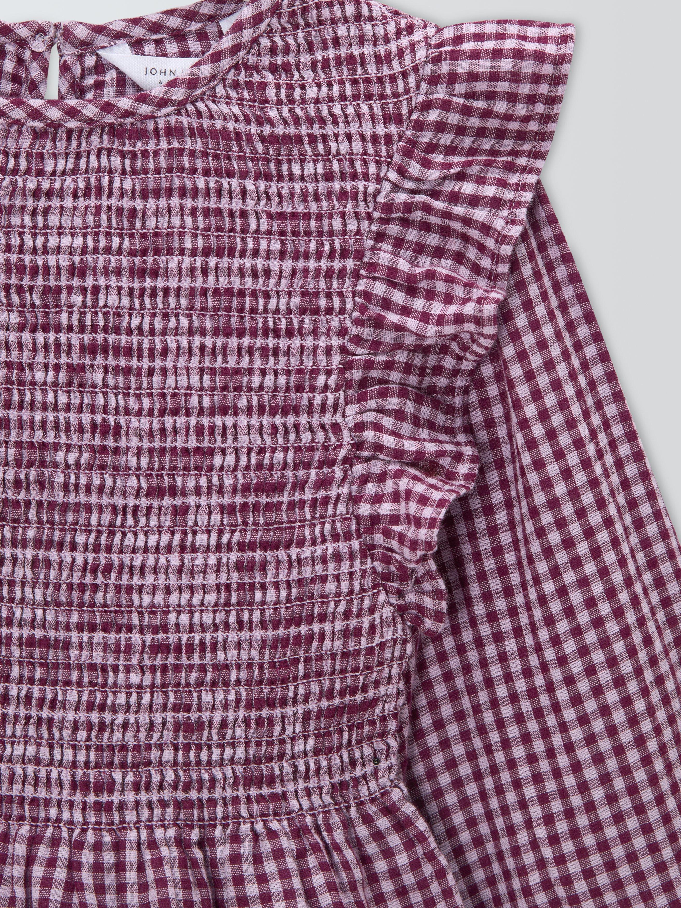 Product image 6 of 7, which shows John Lewis Kids' Gingham Peplum Hem Top, Orange, Black, 3 years