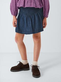 John Lewis Kids' Peplum Hem Denim Skirt, Blue, Blue
