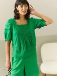 Brora Cotton Cheesecloth Lace Inset Blouse