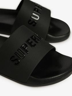 Superdry Luxe Logo Pool Sliders, Black - view 2, Black