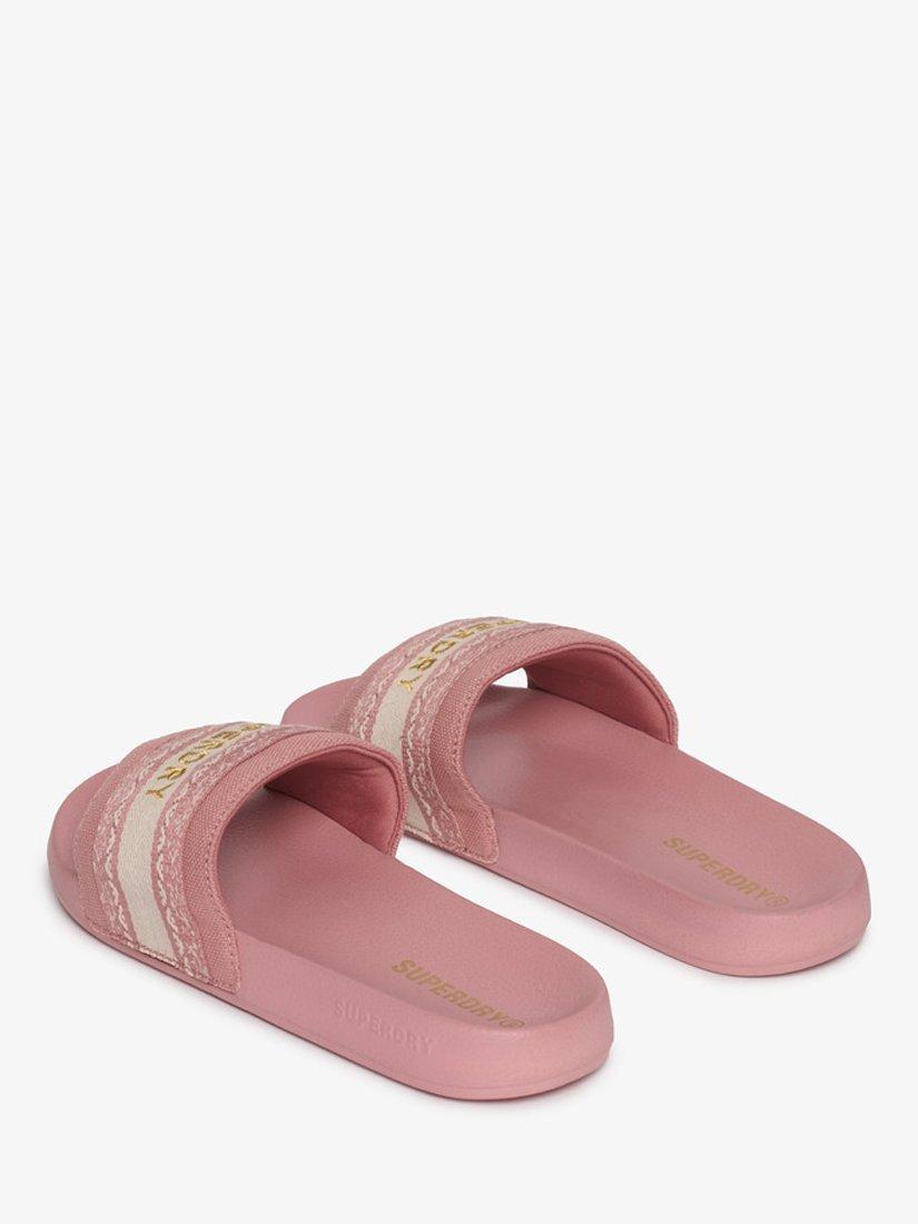 Product image 3 of 8, which shows Superdry Webbing Interest Pool Sliders, Ash Rose, 3-4
