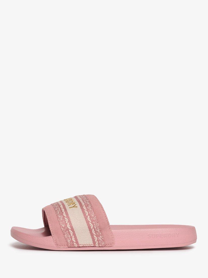Product image 4 of 8, which shows Superdry Webbing Interest Pool Sliders, Ash Rose, 3-4