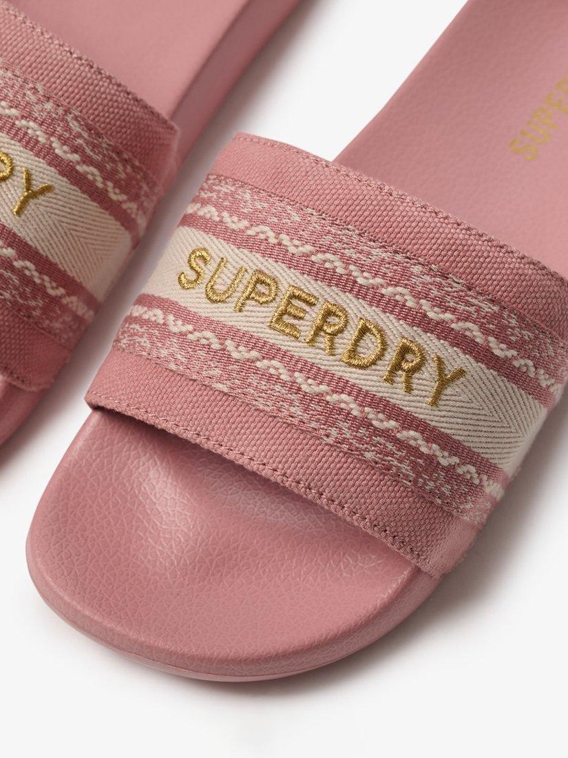 Product image 5 of 8, which shows Superdry Webbing Interest Pool Sliders, Ash Rose, 3-4