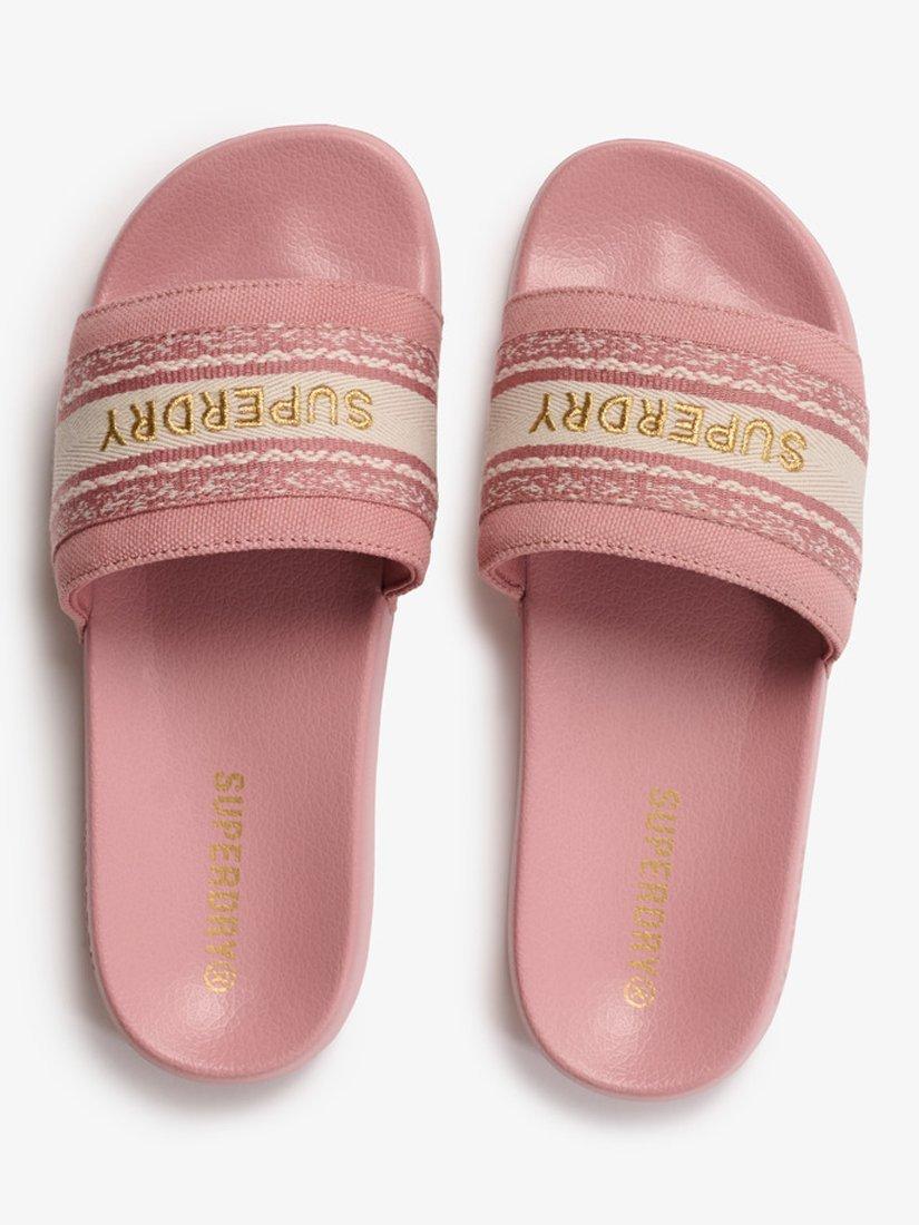 Product image 6 of 8, which shows Superdry Webbing Interest Pool Sliders, Ash Rose, 3-4