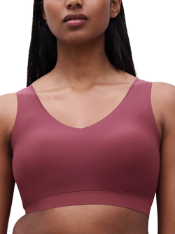 Chantelle Soft Stretch V-Neck Padded Crop Bra, Sienna Red