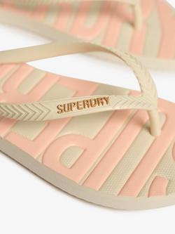 Superdry Core Logo Flip Flops - view 2, Rice White/Coral