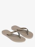 Superdry Core Metallic Flip Flops, Deep Beige Slub