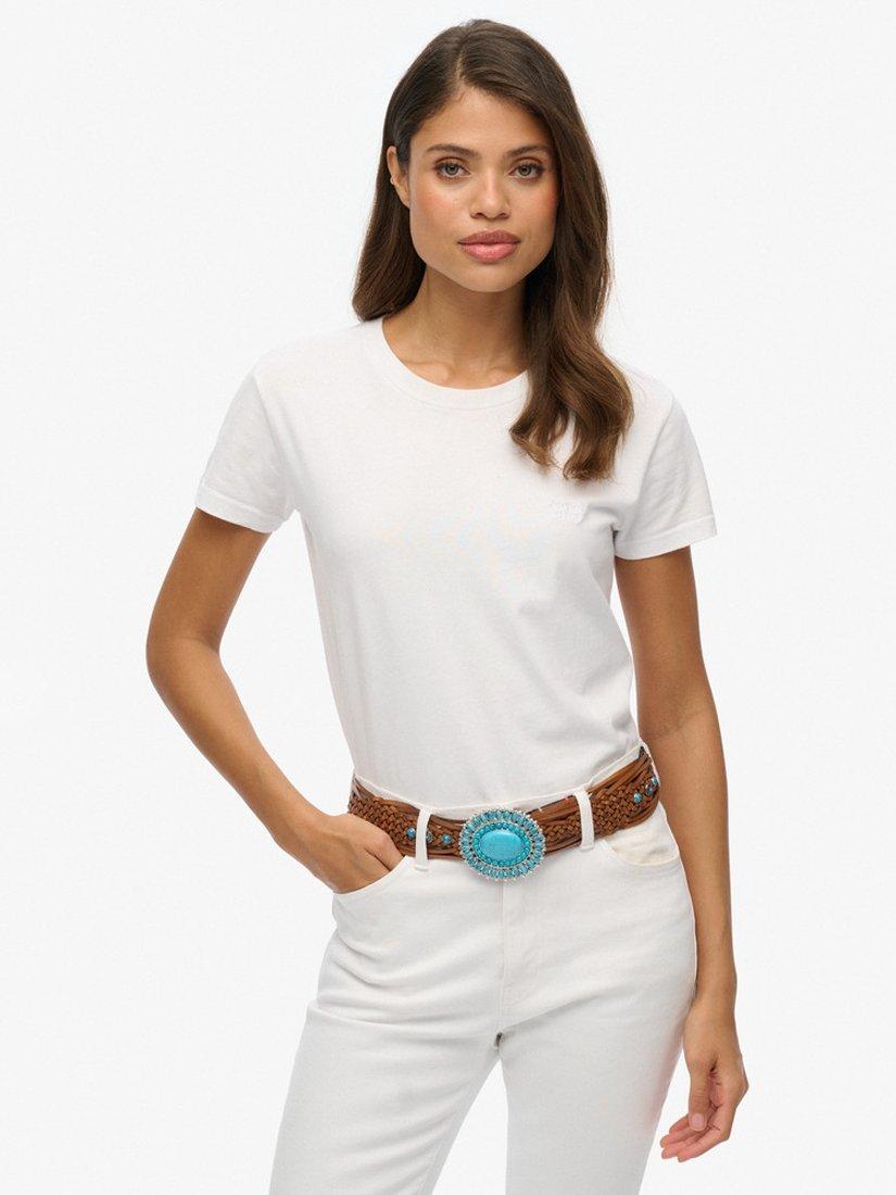 Product image 5 of 5, which shows Superdry Artisan Weave Leather Belt, Tan/Silver, S