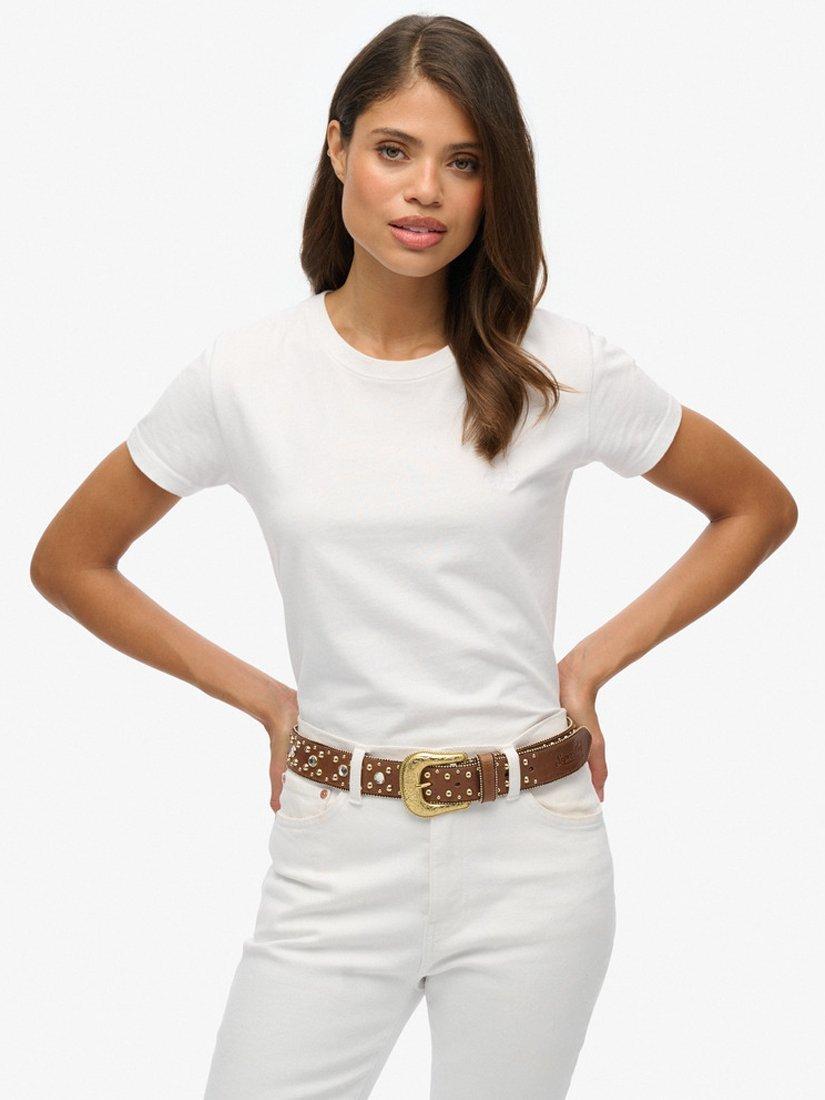 Product image 5 of 5, which shows Superdry Rhinestone Leather Belt, Tan, S