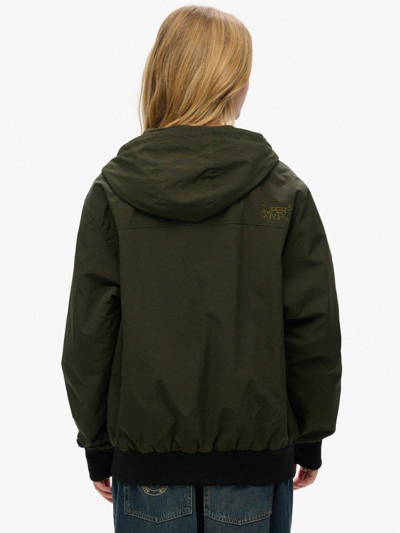 Product image 2 of 7, which shows Superdry Oversized Hooded Bomber Jacket, Goods Olive Green, XS