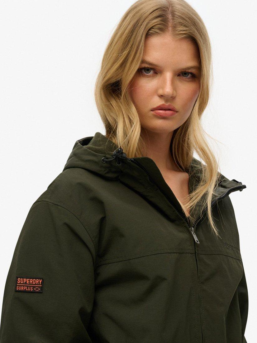 Product image 3 of 7, which shows Superdry Oversized Hooded Bomber Jacket, Goods Olive Green, XS