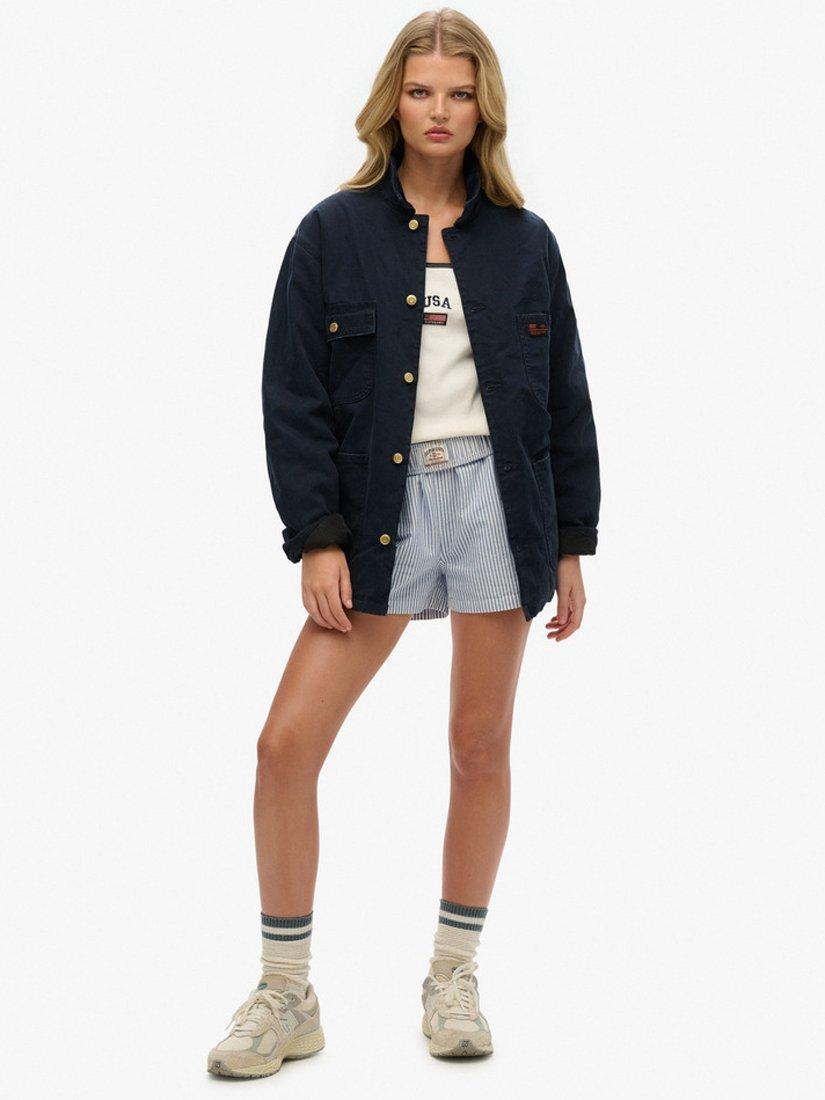 Product image 4 of 6, which shows Superdry Oversized Surplus Four Pocket Chore Jacket, Eclipse Navy, XS