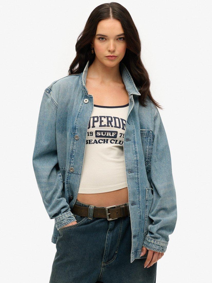 Superdry Oversized Workwear Jacket, Light Blue