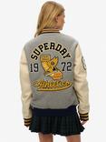 Superdry Oversized College Patched Bomber Jacket, Grey Marl