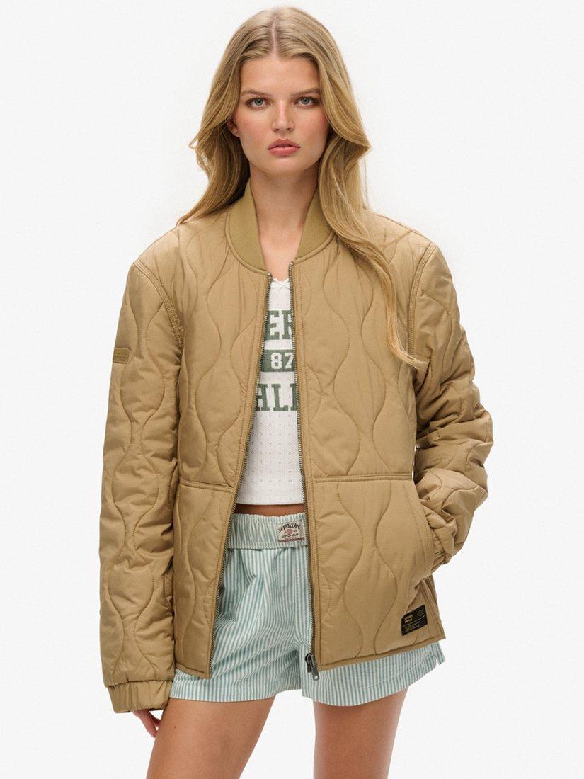 Superdry Oversized Quilted Liner Jacket, Classic Tan Brown