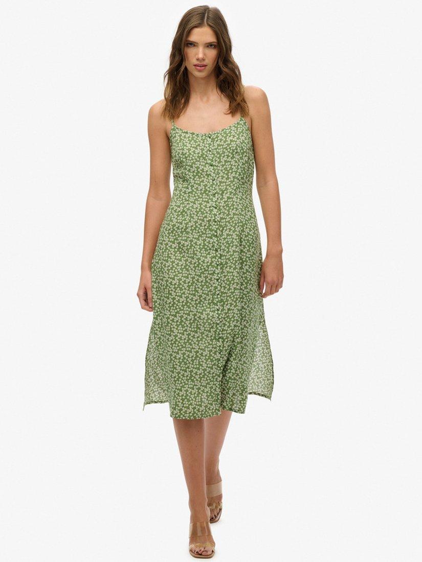 Product image 1 of 6, which shows Superdry Floral Cami Midi Dress, Green, 10