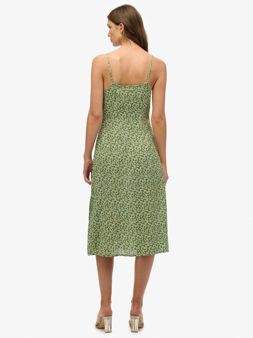 Product image 3 of 6, which shows Superdry Floral Cami Midi Dress, Green, 10