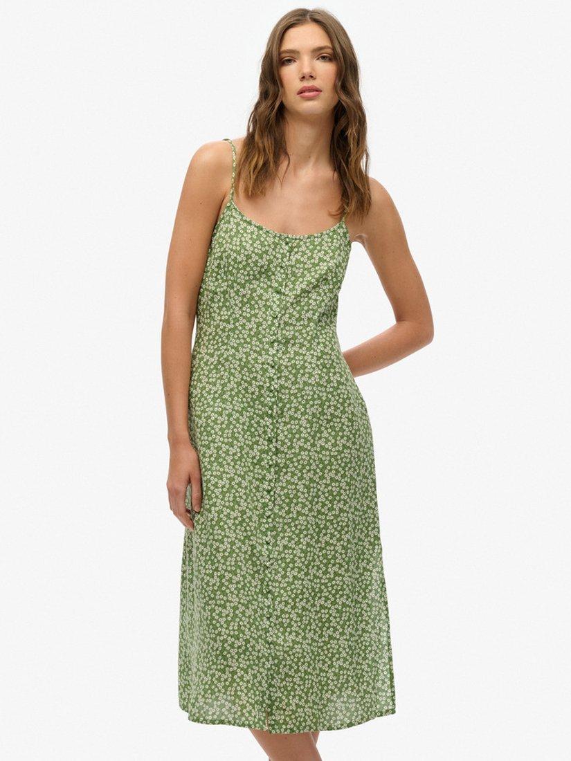 Product image 5 of 6, which shows Superdry Floral Cami Midi Dress, Green, 10