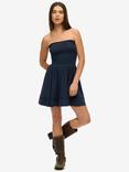 Superdry Smocked Bandeau Mini Dress, Eclipse Navy
