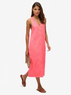 Superdry Beach Jersey Vest Midi Dress, Fiery Coral - view 2, Fiery Coral