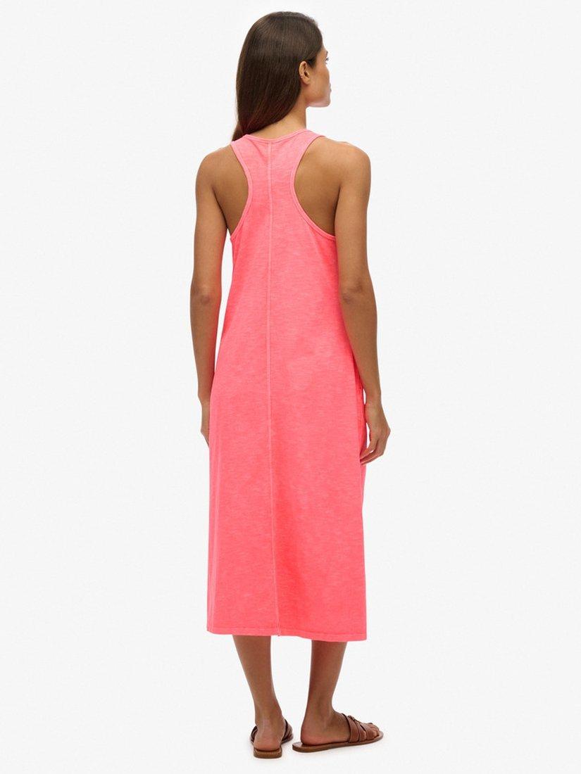 Product image 3 of 6, which shows Superdry Beach Jersey Vest Midi Dress, Fiery Coral, 10