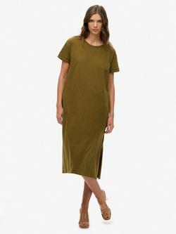 Superdry T-Shirt Midi Dress, Khaki, Khaki